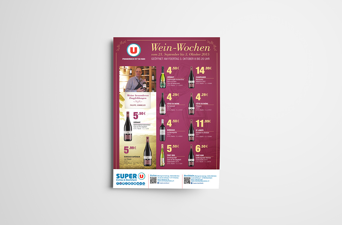 Flyer promotionnel foire aux vins à destination du marché allemand - Super U
