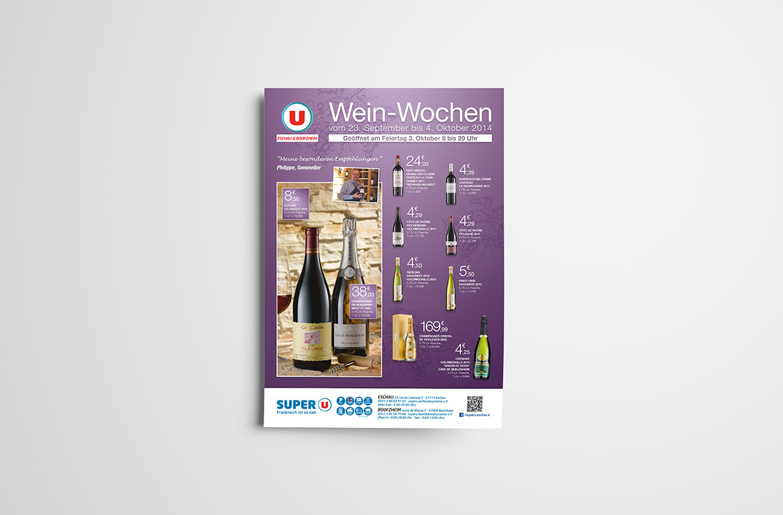 Flyer promotionnel foire aux vins à destination du marché allemand - Super U